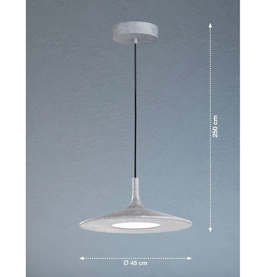 SCHÖNER WOHNEN-Kollektion LED-Pendelleuchte SLIM 3-Step dimmbar betonfarben 860025