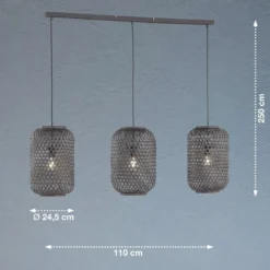SCHÖNER WOHNEN-Kollektion Pendelleuchte CALLA Rattanschirm schwarz matt 860008