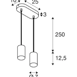 SLV 1006433 ASTO TUBE Pendelleuchte 2-flammig GU10 schwarz