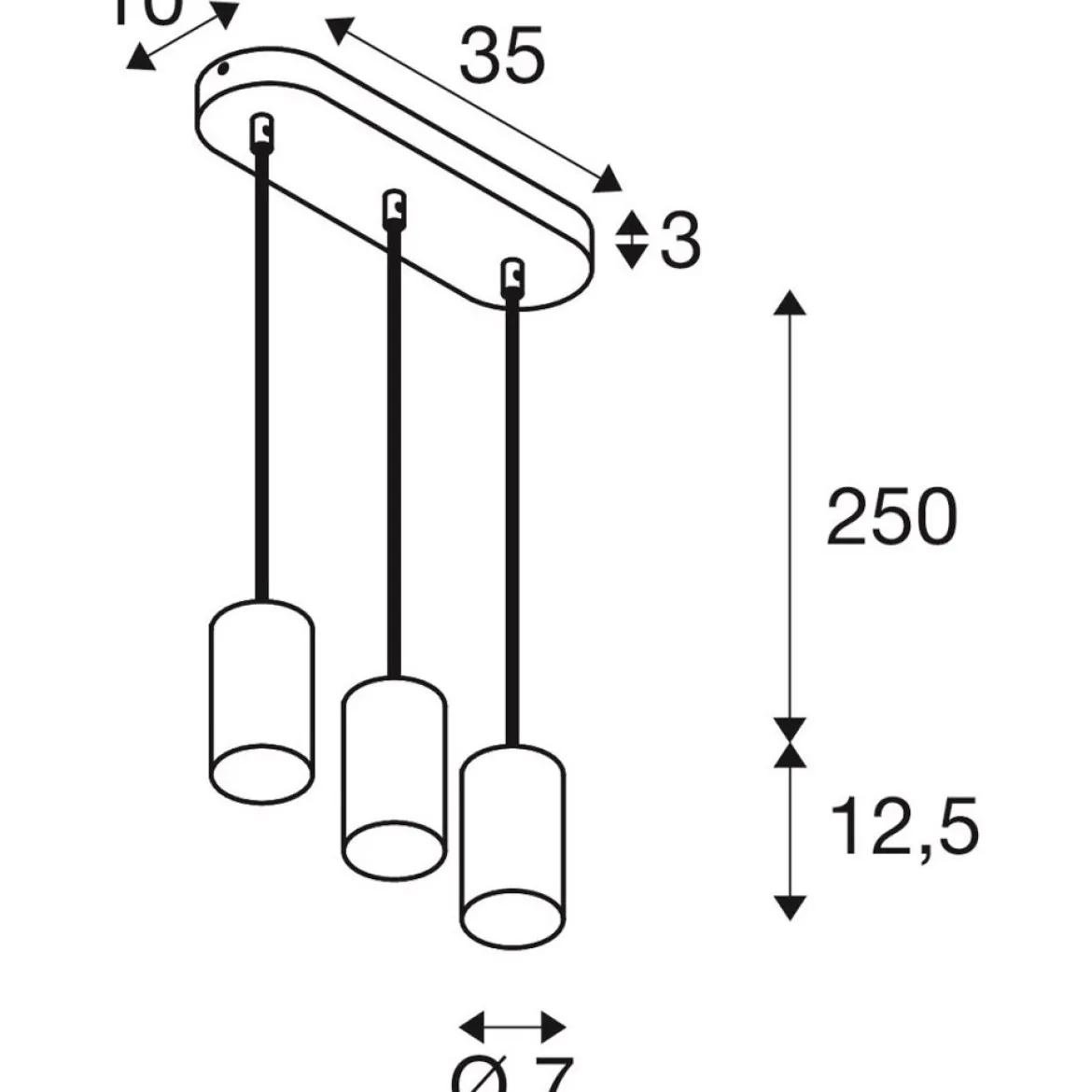 SLV 1006435 ASTO TUBE Pendelleuchte 3-flammig GU10 schwarz