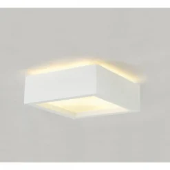 SLV 148002 Deckenleuchte Plastra 104 E27 eckig weisser Gips 25x25cm