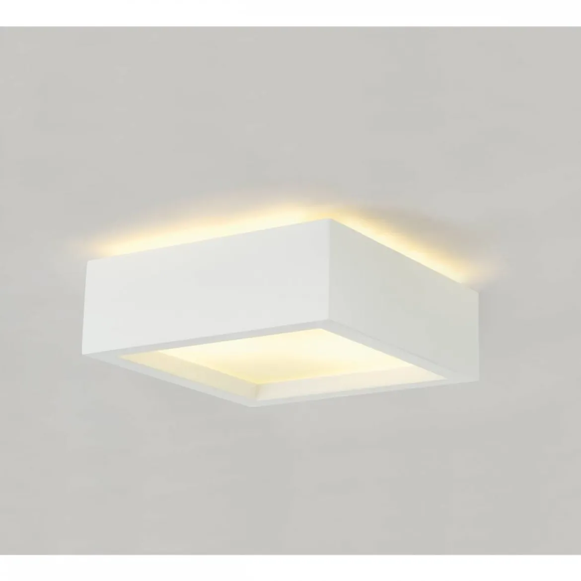 SLV 148002 Deckenleuchte Plastra 104 E27 eckig weisser Gips 25x25cm