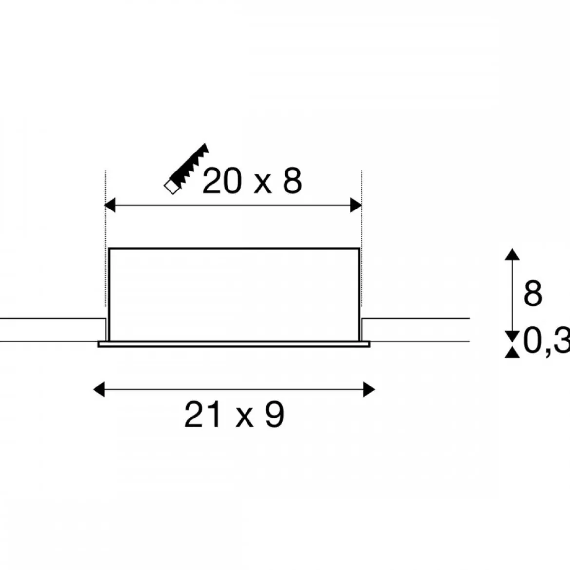 SLV 1007567 KADUX Deckeneinbauleuchte triple 3000K 38° IP20 quadratisch schwarz