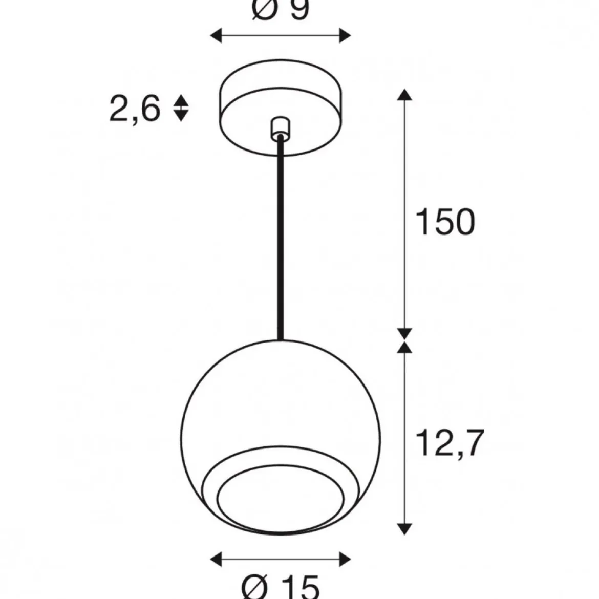 SLV 1008178 LIGHT EYE® 150 Pendelleuchte matt schwarz GU10