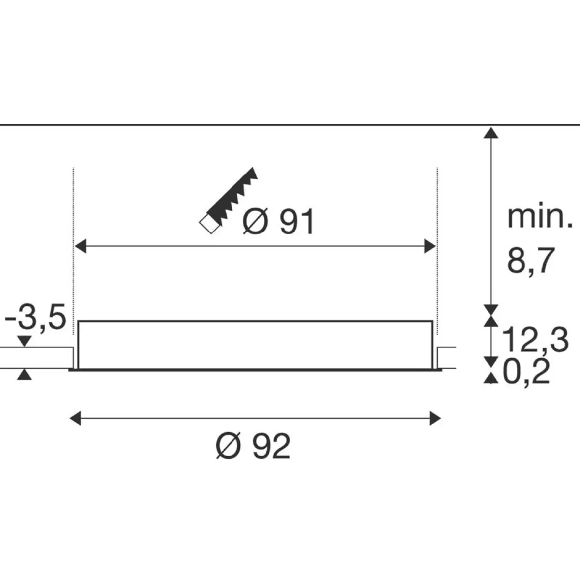 SLV 1008635 MEDO® 90 Deckeneinbauleuchte frame 3000-4000K 80° IP20 rund weiß