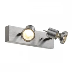 SLV No. 147442 ASTO II Wand- und Deckenleuchte alu gebürstet 2xGU10 Spot max. 75W