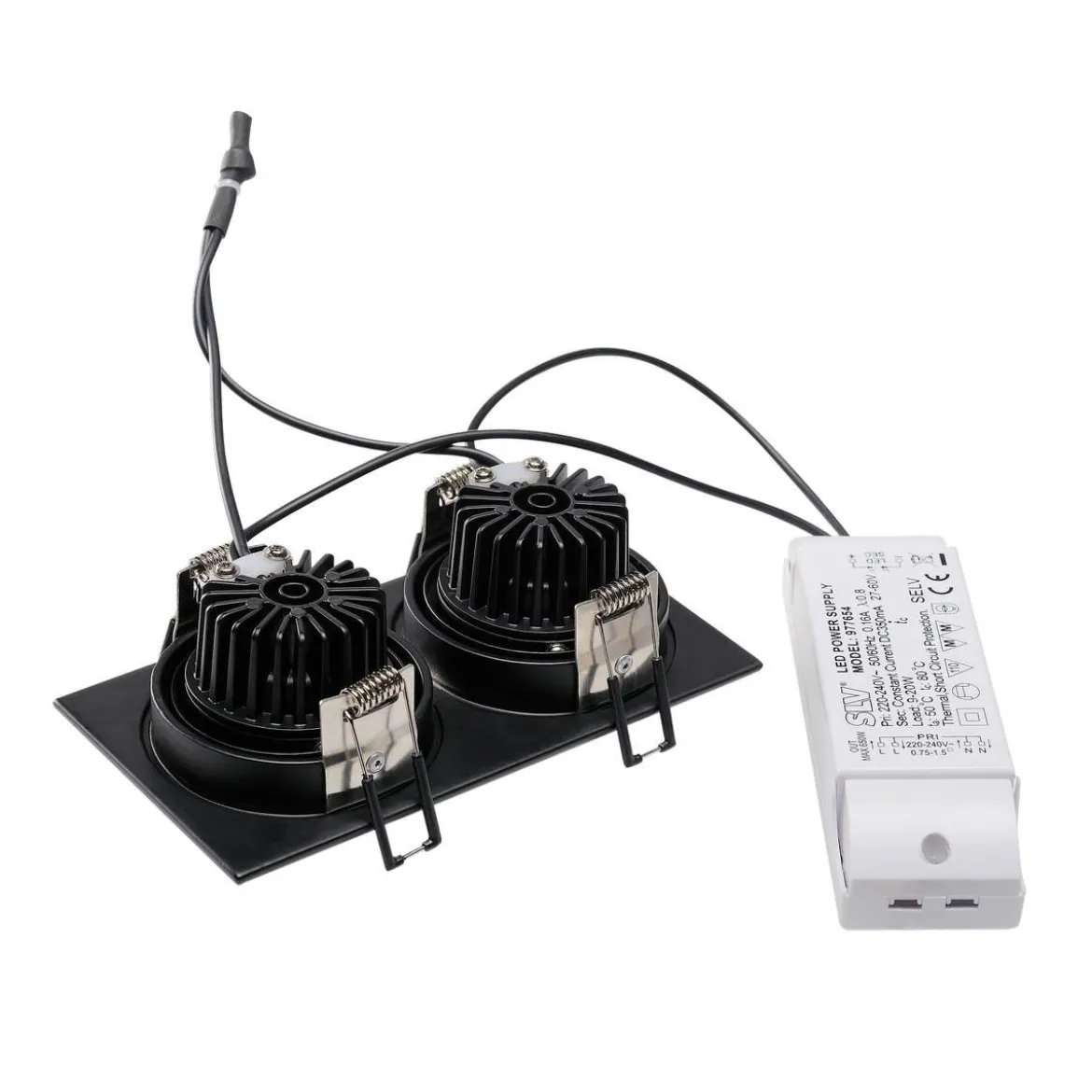 SLV No. 113890 NEW TRIA 155 SQUARE Set Downlight mattschwarz 2-flammig 38° 2700K