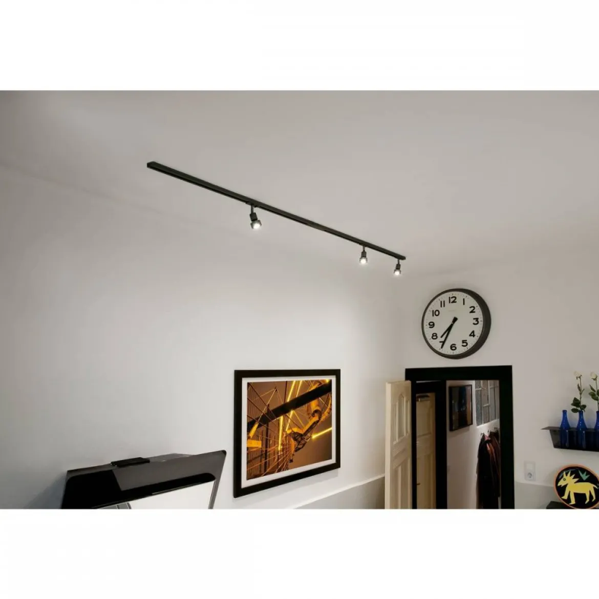 SLV No. 143190 1-Phasen Hochvolt-Set 3-flammig schwarz 3 x PURI und LED Leuchtmittel