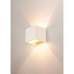 SLV No. 148018 PLASTRA CUBE Wandleuchte eckig weisser Gips G9 max. 42W