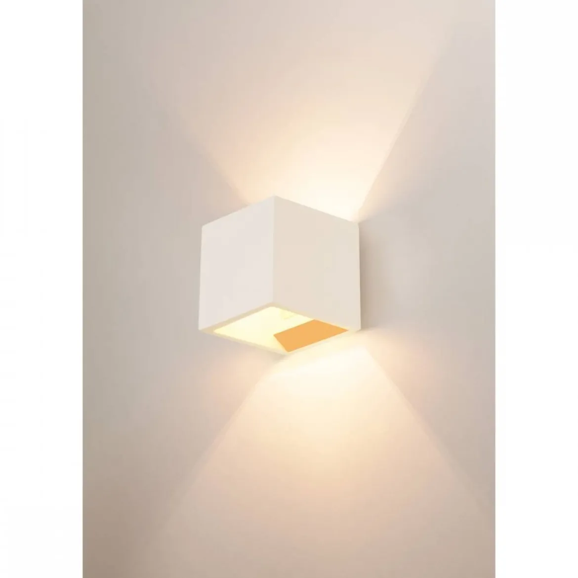 SLV No. 148018 PLASTRA CUBE Wandleuchte eckig weisser Gips G9 max. 42W