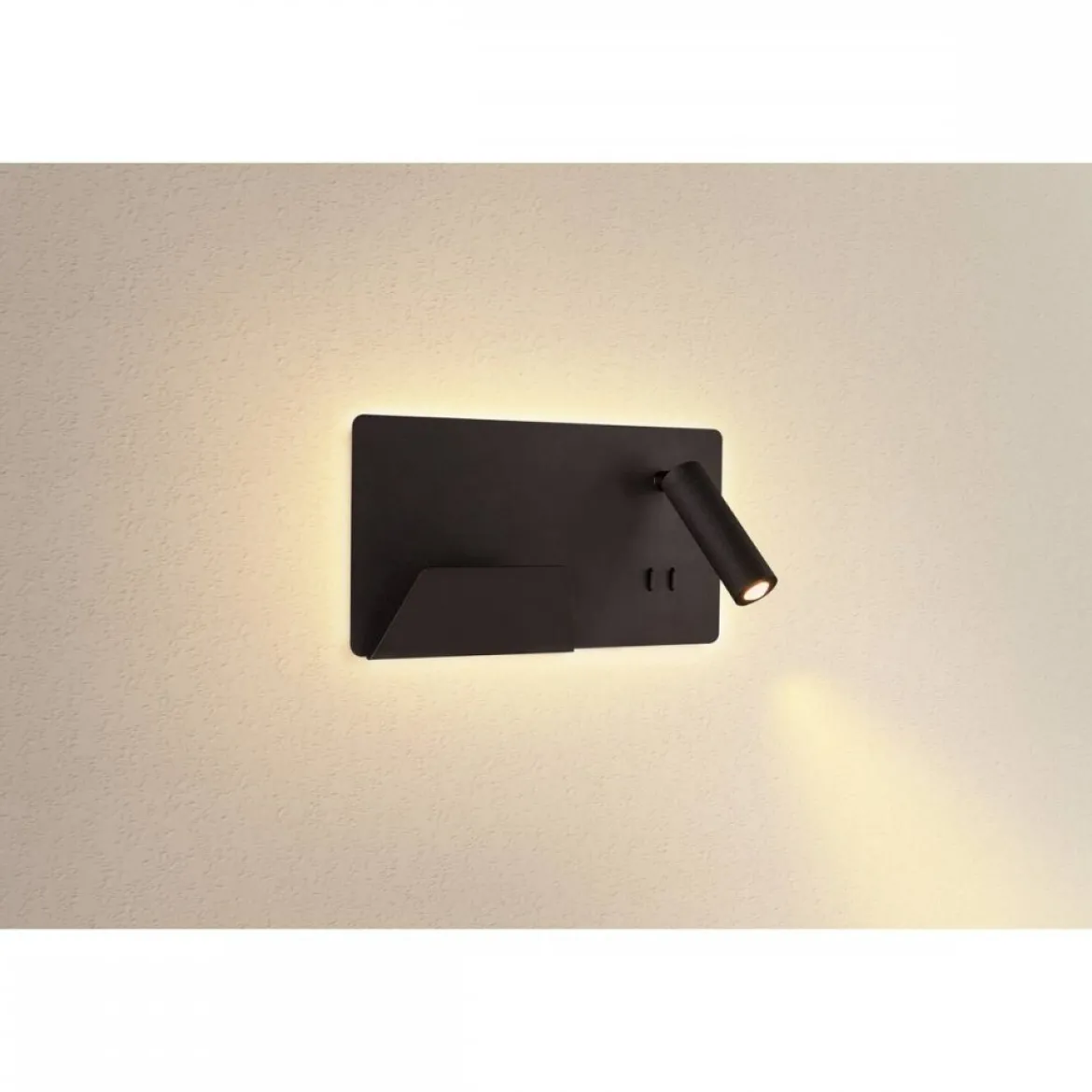 SLV No. 1003455 SOMNILA SPOT Indoor LED Wandaufbauleuchte 3000K schwarz Version links inkl. USB