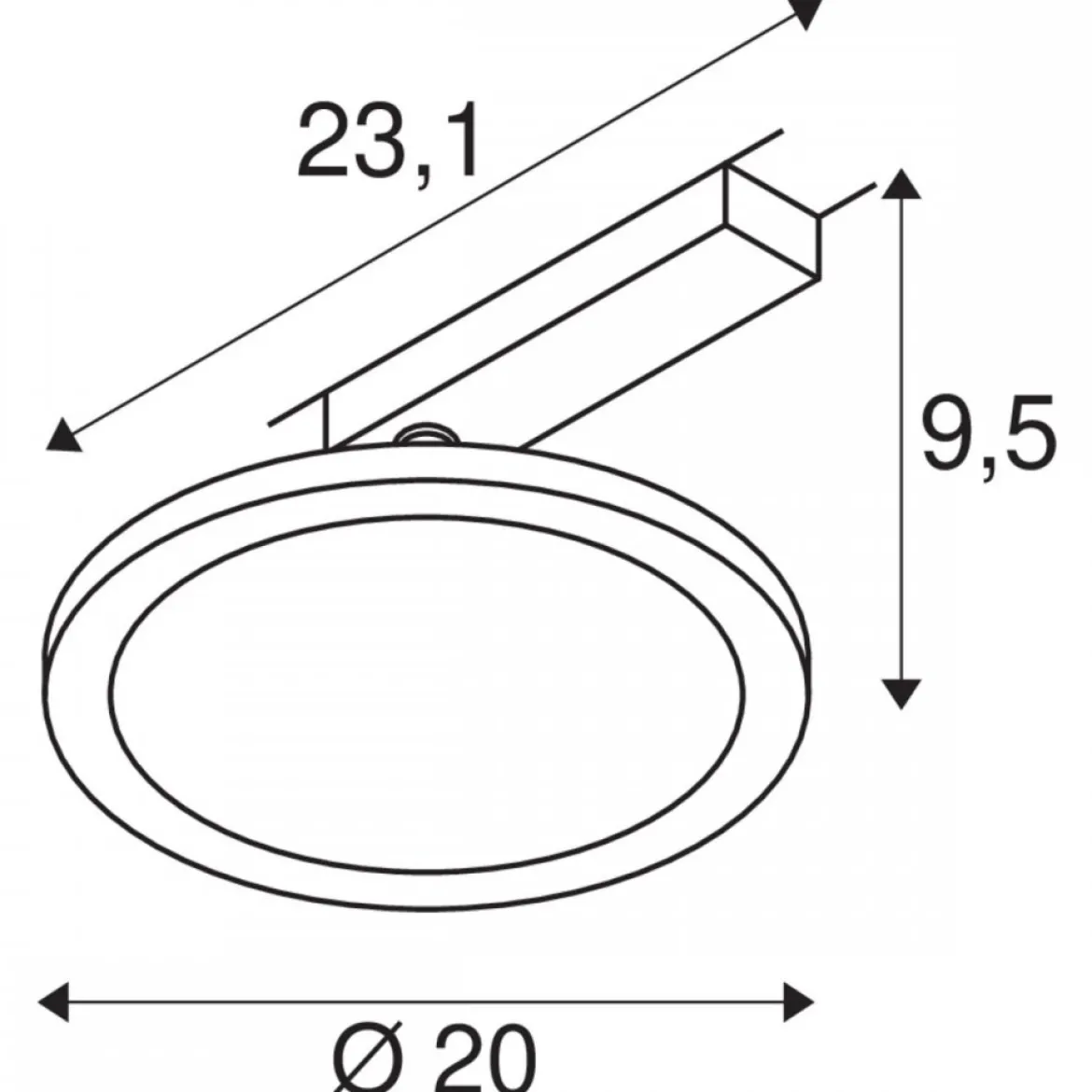 SLV 1004936 PANEL TRACK round 200mm 1-Phasen Spot weiß 18W 3000K