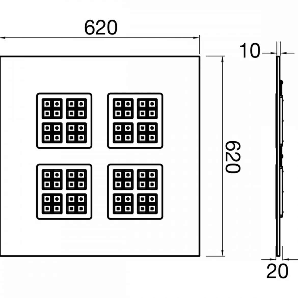 SLV 1010121 PAVANNO LED Deckeneinbauleuchte 62x62cm weiß CCT Switch UGR 19