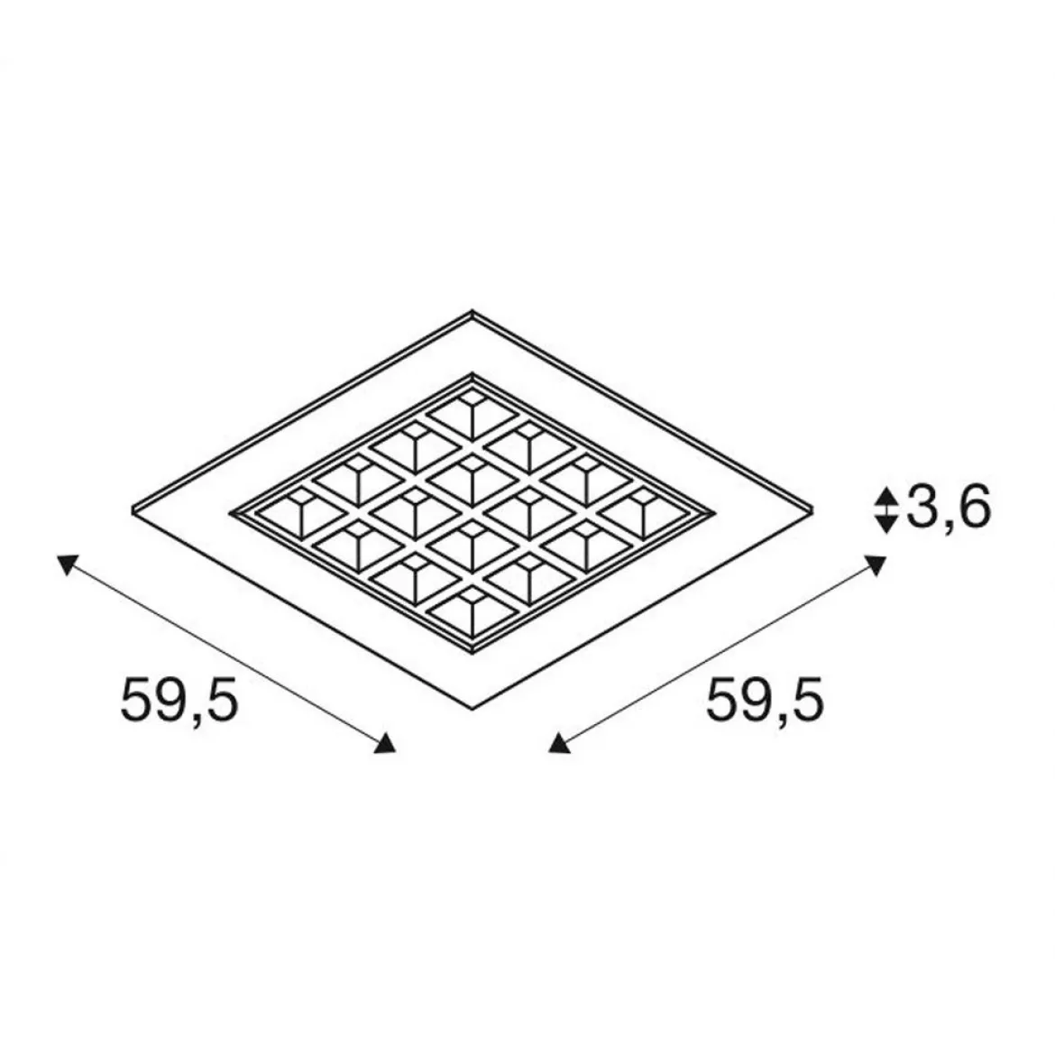 SLV 1003077 PAVONO 600x600 Indoor LED Deckeneinbauleuchte weiß 4000K UGR19