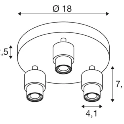 SLV 1008236 PURI 2.0 Basic Wand- und Deckenleuchte rund 3-flammig ohne Schirm weiß GU10