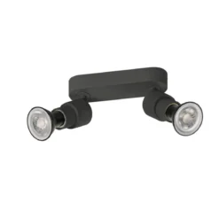 SLV 1008241 PURI 2.0 Basic Wand- und Deckenleuchte long 2-flammig ohne Schirm schwarz GU10
