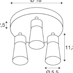 SLV 1008338 PURI 2.0 Cone Wand- und Deckenleuchte rund 3-flammig weiß GU10