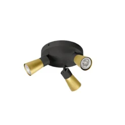 SLV 1008337 PURI 2.0 Cone Wand- und Deckenleuchte rund 3-flammig schwarz gold GU10