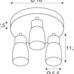 SLV 1008343 PURI 2.0 Dome Wand- und Deckenleuchte rund 3-flammig grau GU10
