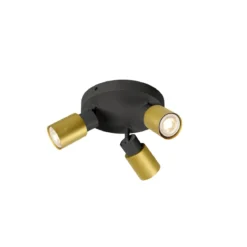 SLV 1008333 PURI 2.0 Tube Wand- und Deckenleuchte rund 3-flammig schwarz gold GU10