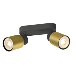 SLV 1008362 PURI 2.0 Tube Wand- und Deckenleuchte long 2-flammig schwarz gold GU10