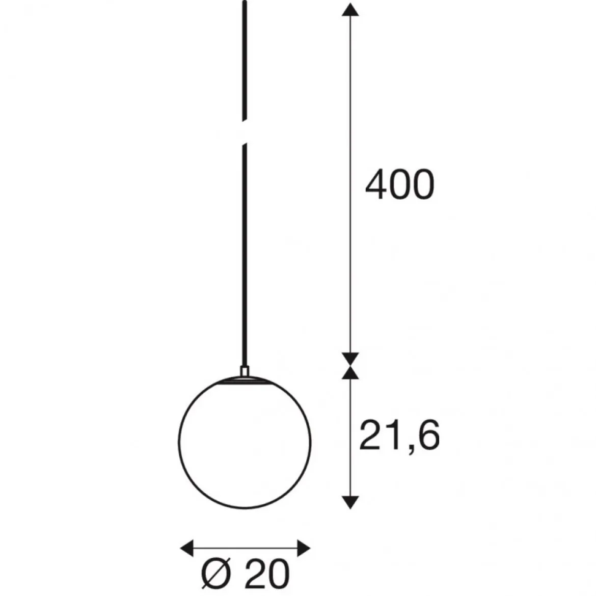 SLV 1008139 SUN 20 Pendelleuchte E27 offenes Kabelende matt schwarz