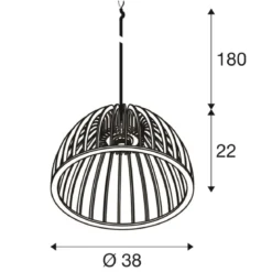 SLV 1008045 WUD Pendelleuchte E27 half round offenes Kabelende natur